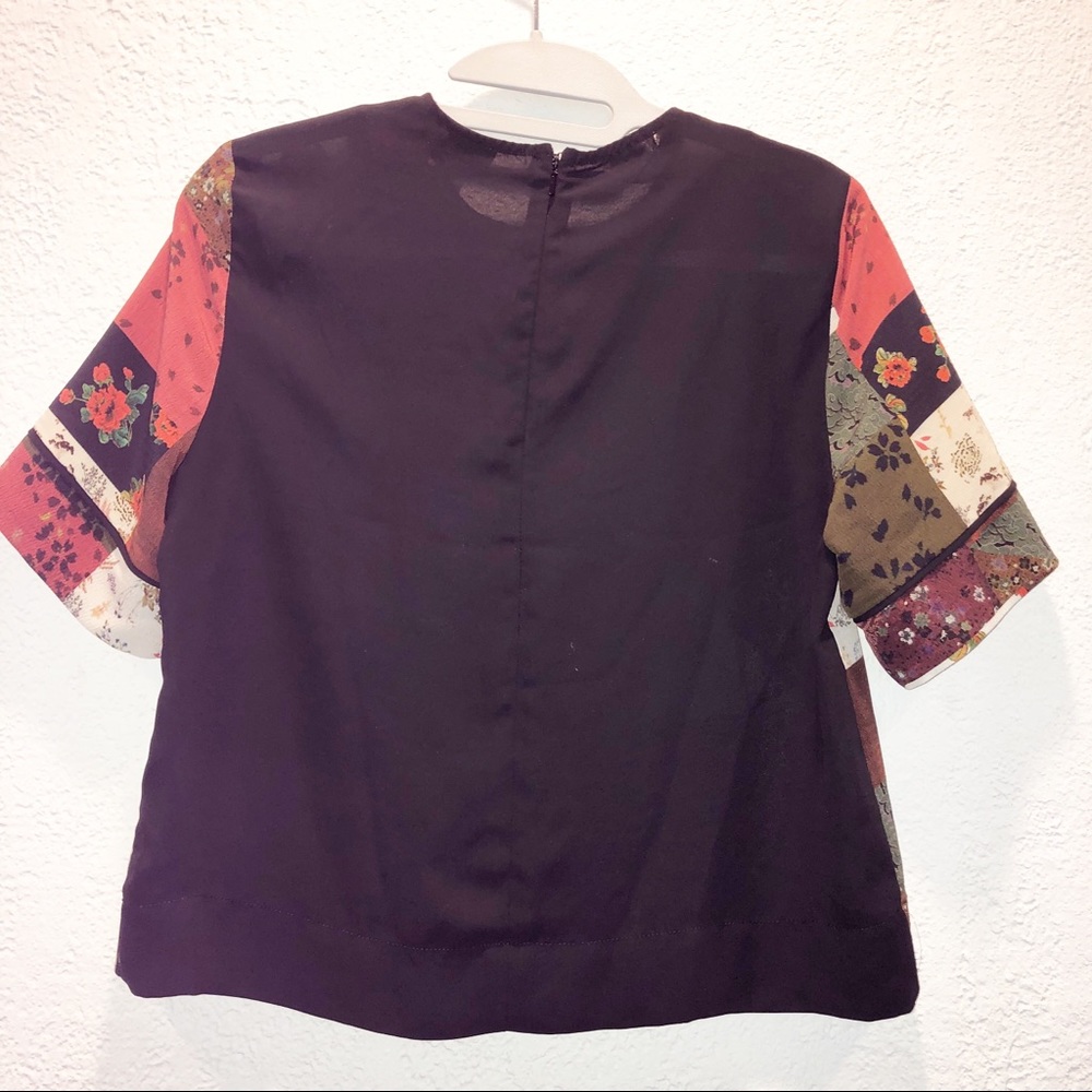 Topshop Patchwork Print Top Size 2 - image 3